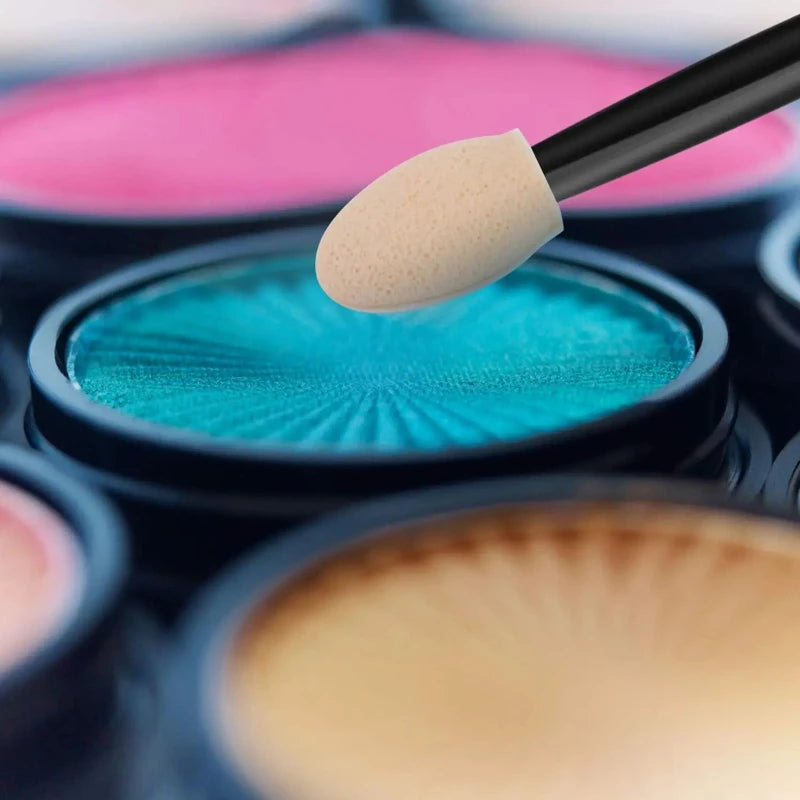 Set de 120 Aplicadores de Sombra Desechables con Estuche – Doble Punta para Maquillaje Profesional