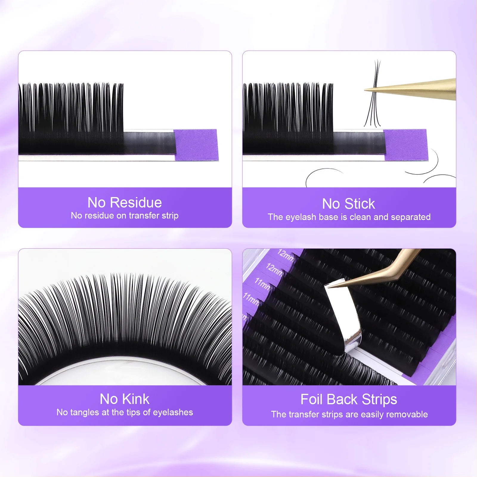 Extensiones de Pestañas Clásicas Individuales NAGARAKU - Negro Natural (16 Filas, Profesionales y Suaves)