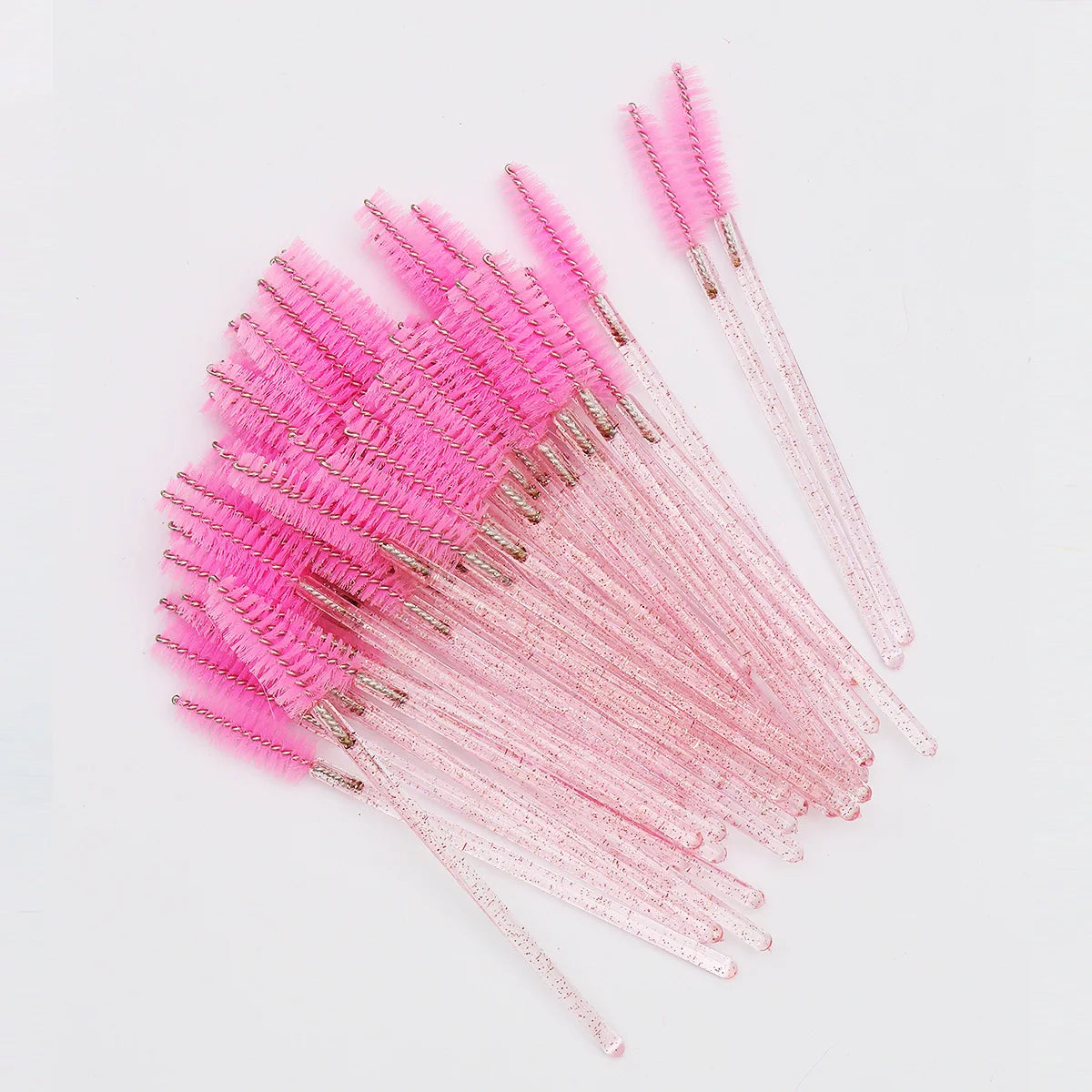 50-Pack Disposable Eyelash and Eyebrow Brushes with Crystal Handle (Makeup Spoolies)