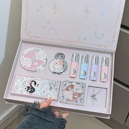 Set de Maquillaje Ballet Rosa NICEKEY – Labiales, Blush, Polvos, Sombras y Collar