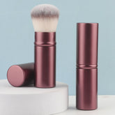 Brocha de maquillaje retráctil de viaje con mango de aluminio