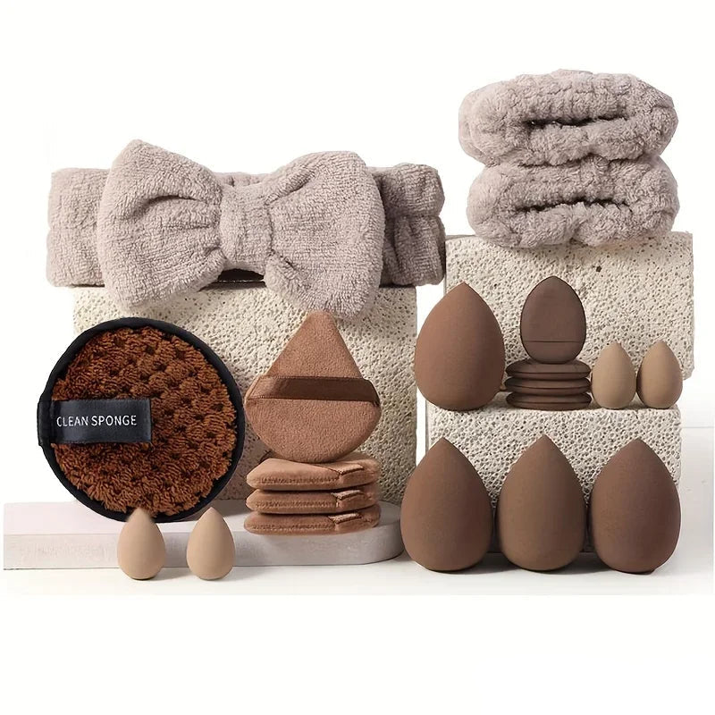 Kit de Maquillaje y Belleza de 33 Piezas (Set Completo con Esponjas Grandes y Pequeñas para una Aplicación Impecable)