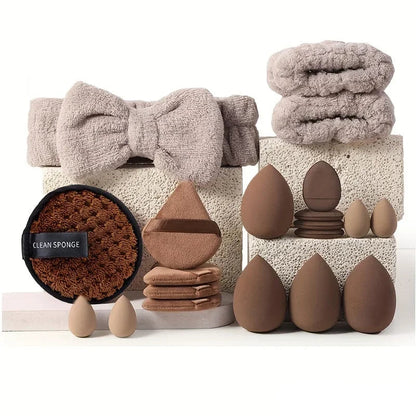 Kit de Maquillaje y Belleza de 33 Piezas (Set Completo con Esponjas Grandes y Pequeñas para una Aplicación Impecable)
