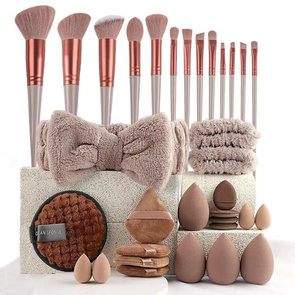 Kit de Maquillaje y Belleza de 33 Piezas (Set Completo con Esponjas Grandes y Pequeñas para una Aplicación Impecable)