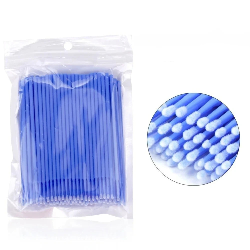 Pack de 100 Mini Bastoncillos de Algodón de Precisión (Microhisopos Ideales para Aplicación de Adhesivo de Pestañas y Maquillaje)