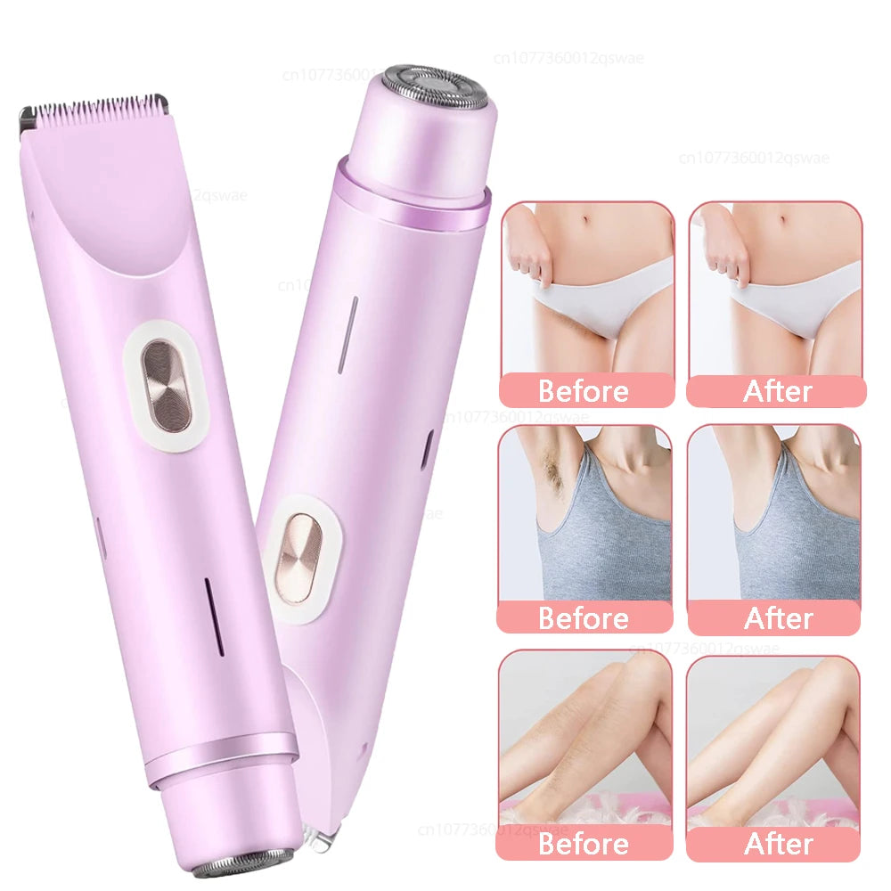 Maquinilla Eléctrica 2 en 1 para Mujer, Afeitadora Corporal y Recortadora de Zonas Íntimas Impermeable