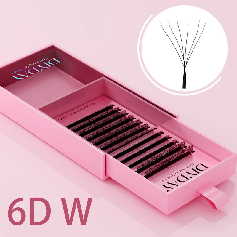 Extensiones de Pestañas en Forma de W DIYDAY (Efecto Volumen 3D, 4D, 5D, 6D, 7D, 8D, Ligeras y Naturales)