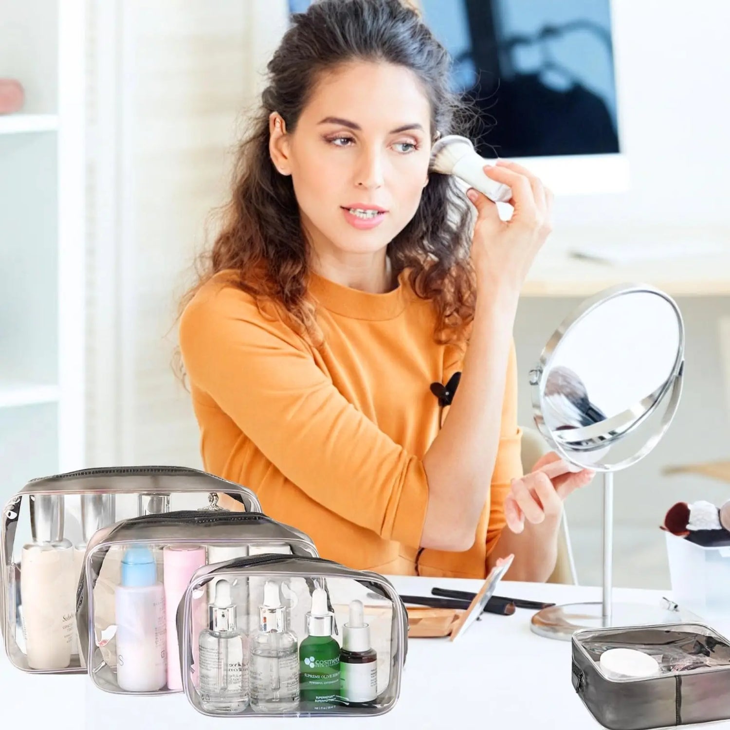 Transparente Make-up-Tasche, wasserdichter tragbarer Kosmetik- und Kulturbeutel-Organizer