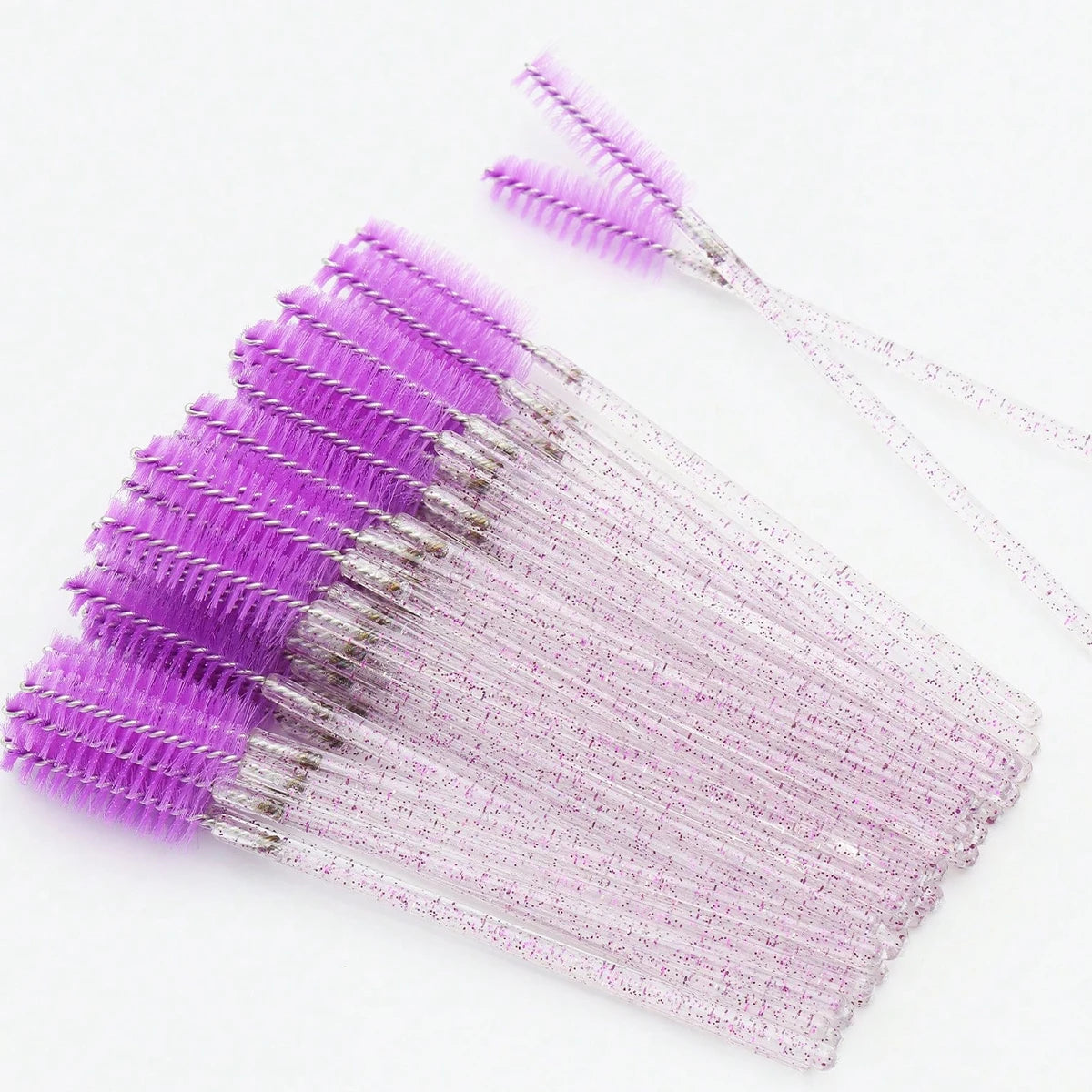 50-Pack Disposable Eyelash and Eyebrow Brushes with Crystal Handle (Makeup Spoolies)