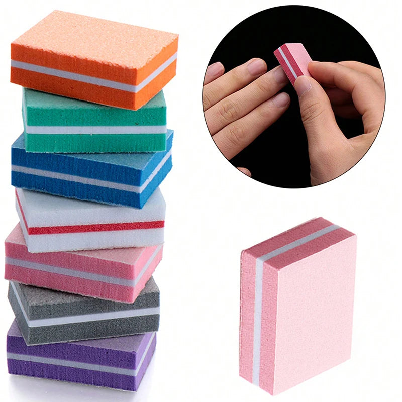 Pack de 50 Mini Limas y Bloques Pulidores Profesionales de Uñas Grano 100/180