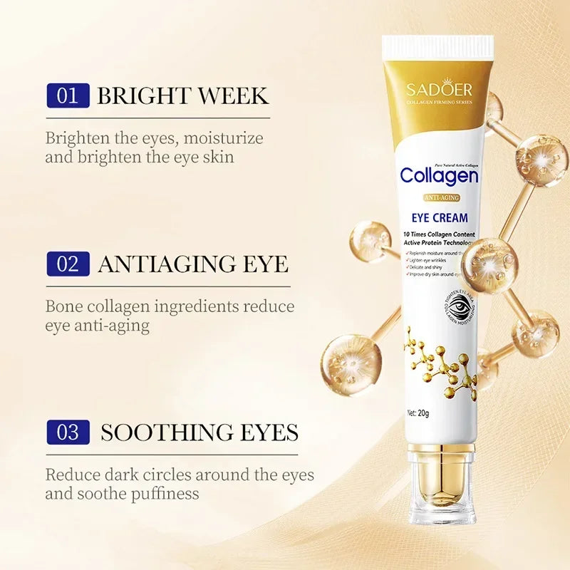 Crema Contorno de Ojos de Colágeno SADOER – Antiojeras, Reafirmante e Hidratante