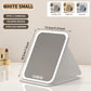 Espejo de maquillaje LED plegable con 3 tonos de luz