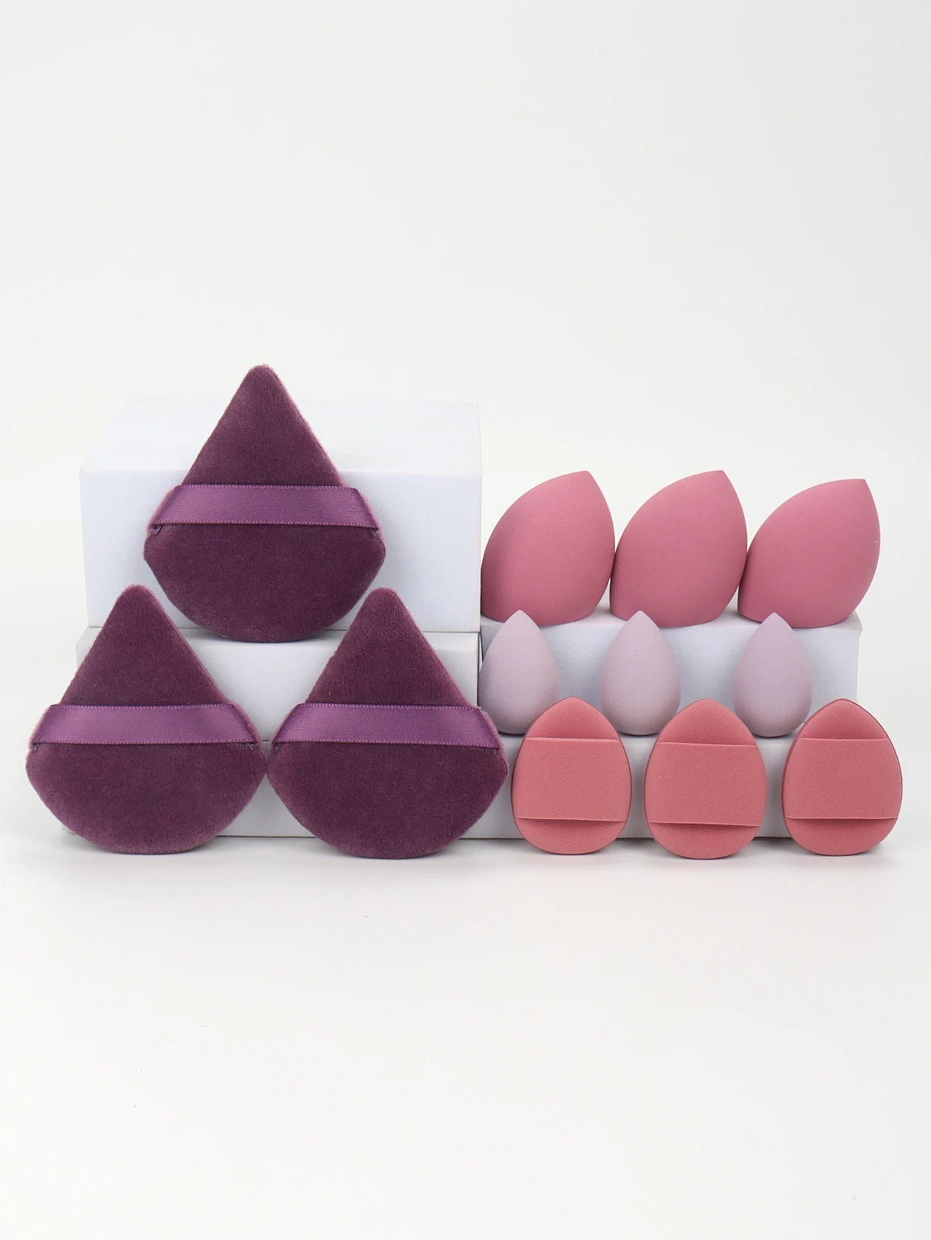 Set de 12 Esponjas de Maquillaje Multiusos (Incluye Borlas para Polvo y Miniesponjas de Precisión)