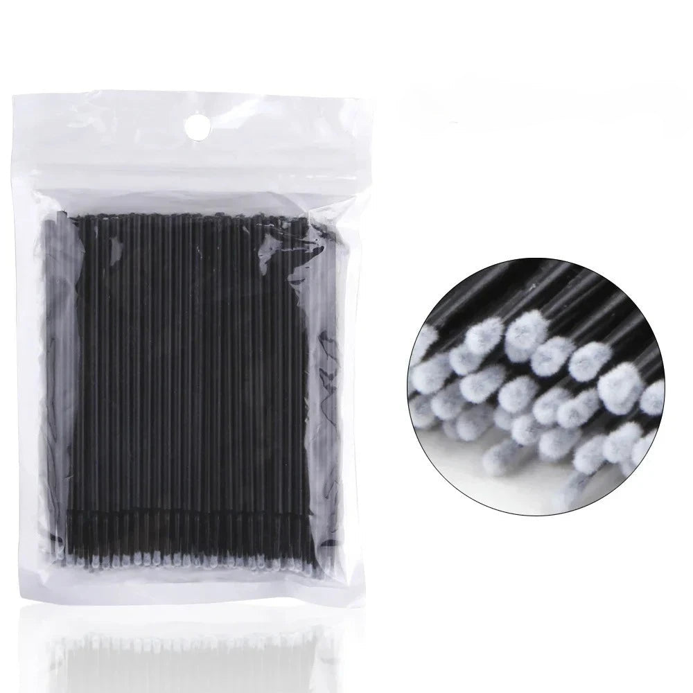 Pack de 100 Mini Bastoncillos de Algodón de Precisión (Microhisopos Ideales para Aplicación de Adhesivo de Pestañas y Maquillaje)