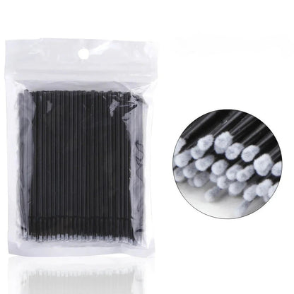 Pack de 100 Mini Bastoncillos de Algodón de Precisión (Microhisopos Ideales para Aplicación de Adhesivo de Pestañas y Maquillaje)
