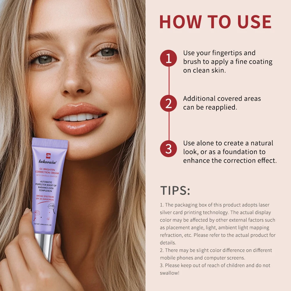 CC Cream con Cambio de Color y 3 Brochas Gratis – Base Líquida de Larga Duración 15ml
