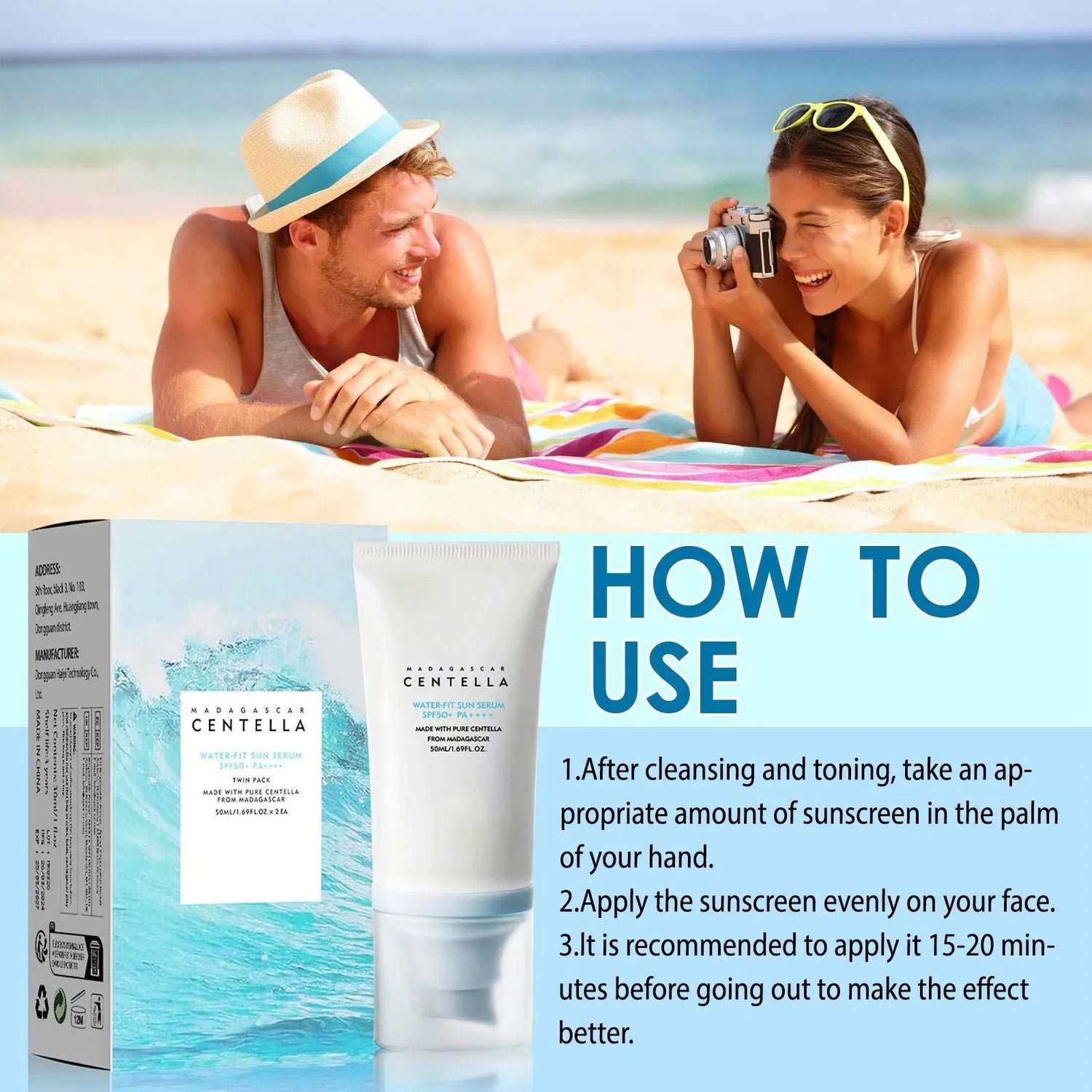 Protector Solar Facial SPF50+ – Larga Duración, Hidratante y Aclarante | Skincare Coreano