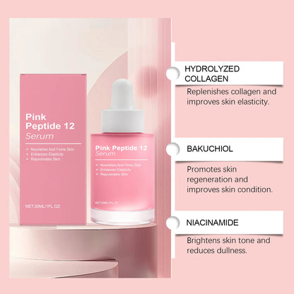 Sérum Facial Pink Peptide 12 con Niacinamida – Efecto Glass Skin Coreano