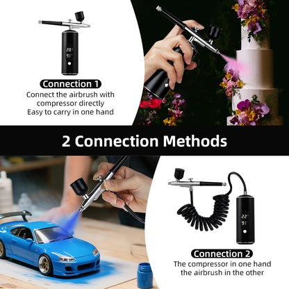 Kit de Aerografía Recargable Inalámbrico con Compresor – Maquillaje, Uñas, Tartas y Cabello