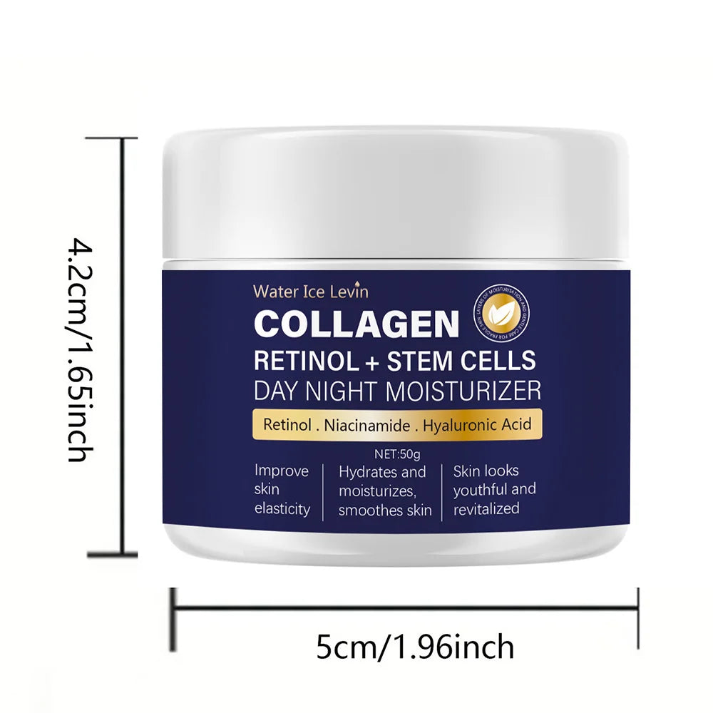 Crema Facial de Colágeno 50g con Retinol y Ácido Hialurónico – Antiedad Día y Noche