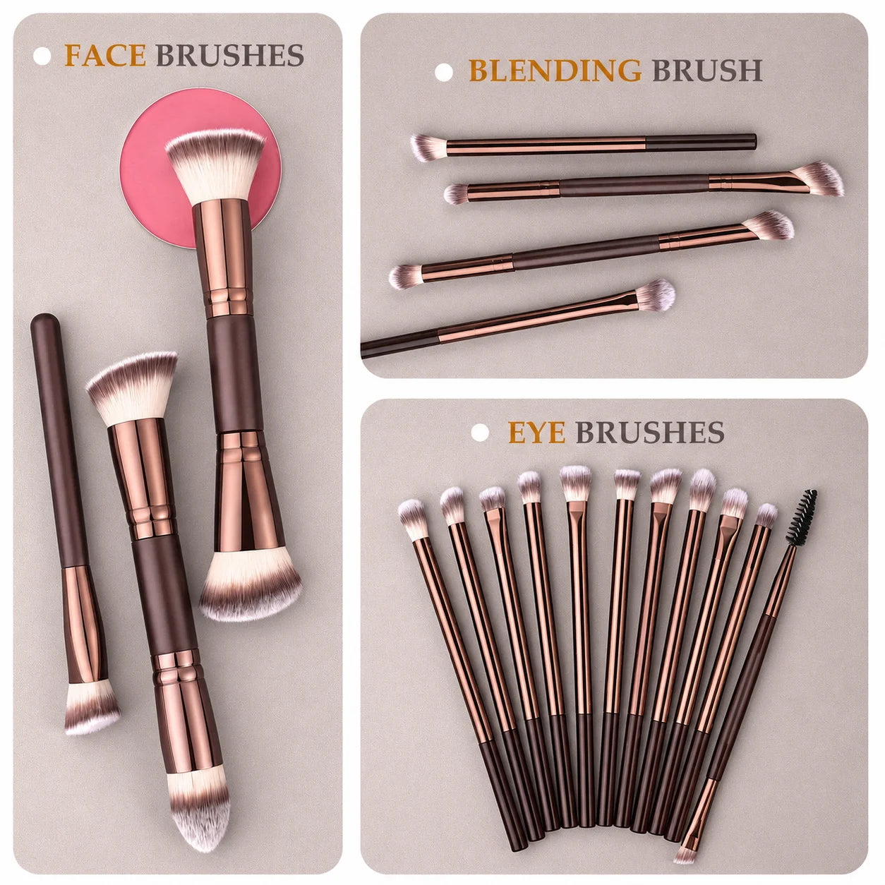 Set de 20 Brochas de Maquillaje con Estuche – Kit Profesional Multifunción con 2 Esponjas
