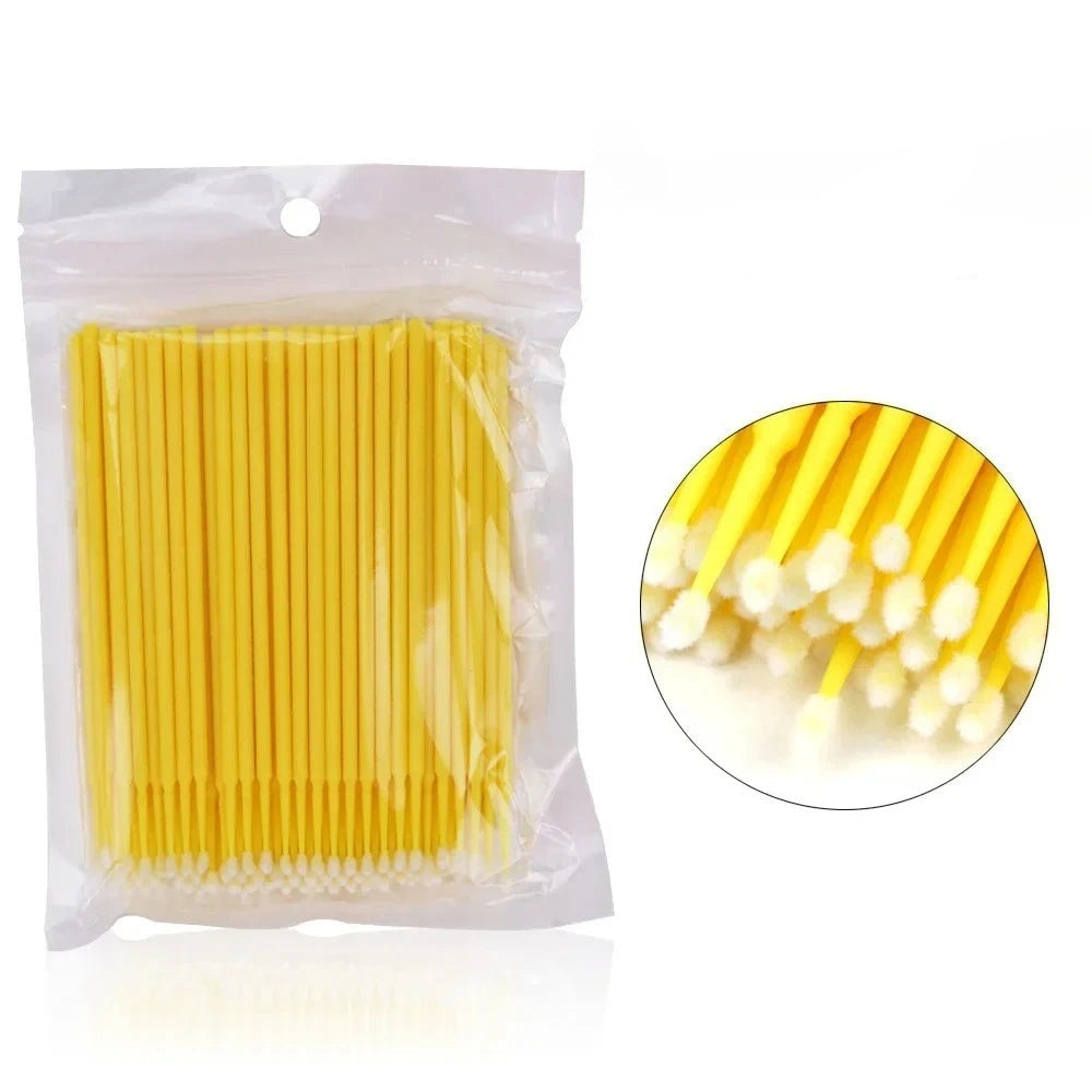 Pack de 100 Mini Bastoncillos de Algodón de Precisión (Microhisopos Ideales para Aplicación de Adhesivo de Pestañas y Maquillaje)