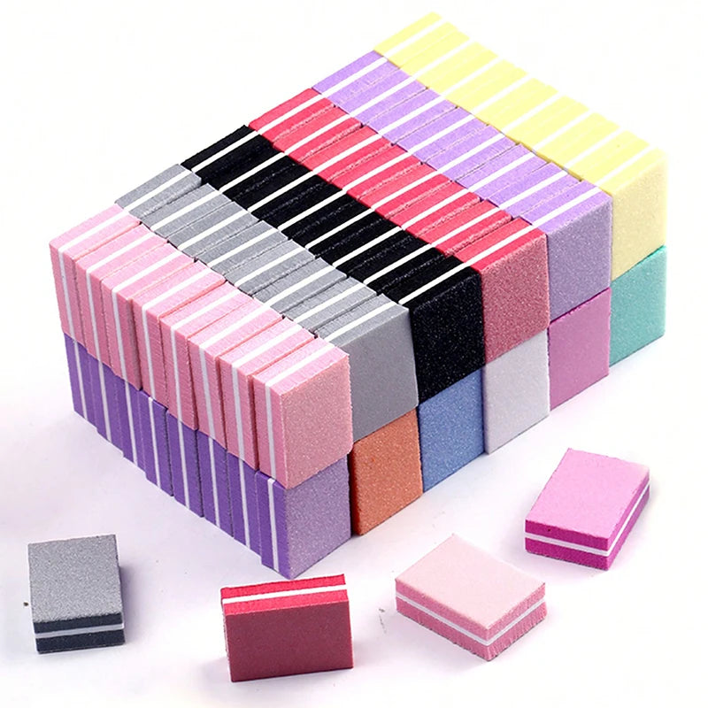 Pack de 50 Mini Limas y Bloques Pulidores Profesionales de Uñas Grano 100/180