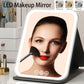 Espejo de maquillaje LED plegable con 3 tonos de luz