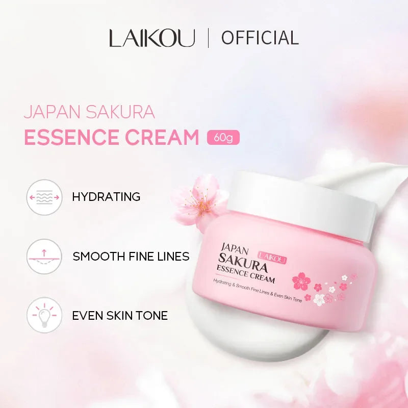 Crema Hidratante de Sakura LAIKOU Japan 60g – Aclarante, Nutritiva y Control de Grasa
