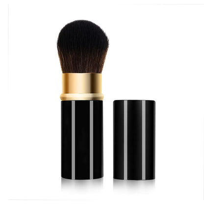 Brocha de maquillaje retráctil de viaje con mango de aluminio