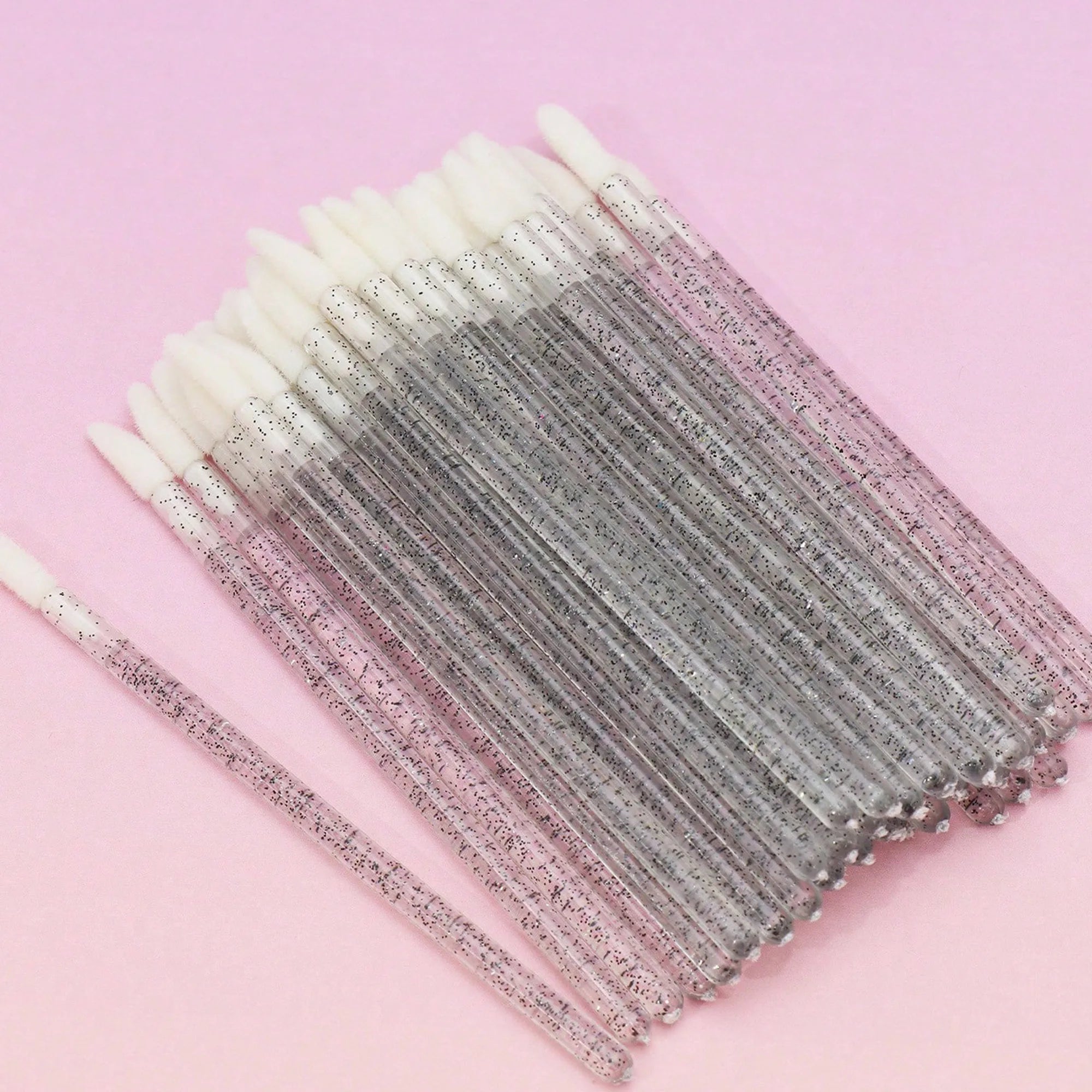 50-Pack Disposable Eyelash and Eyebrow Brushes with Crystal Handle (Makeup Spoolies)