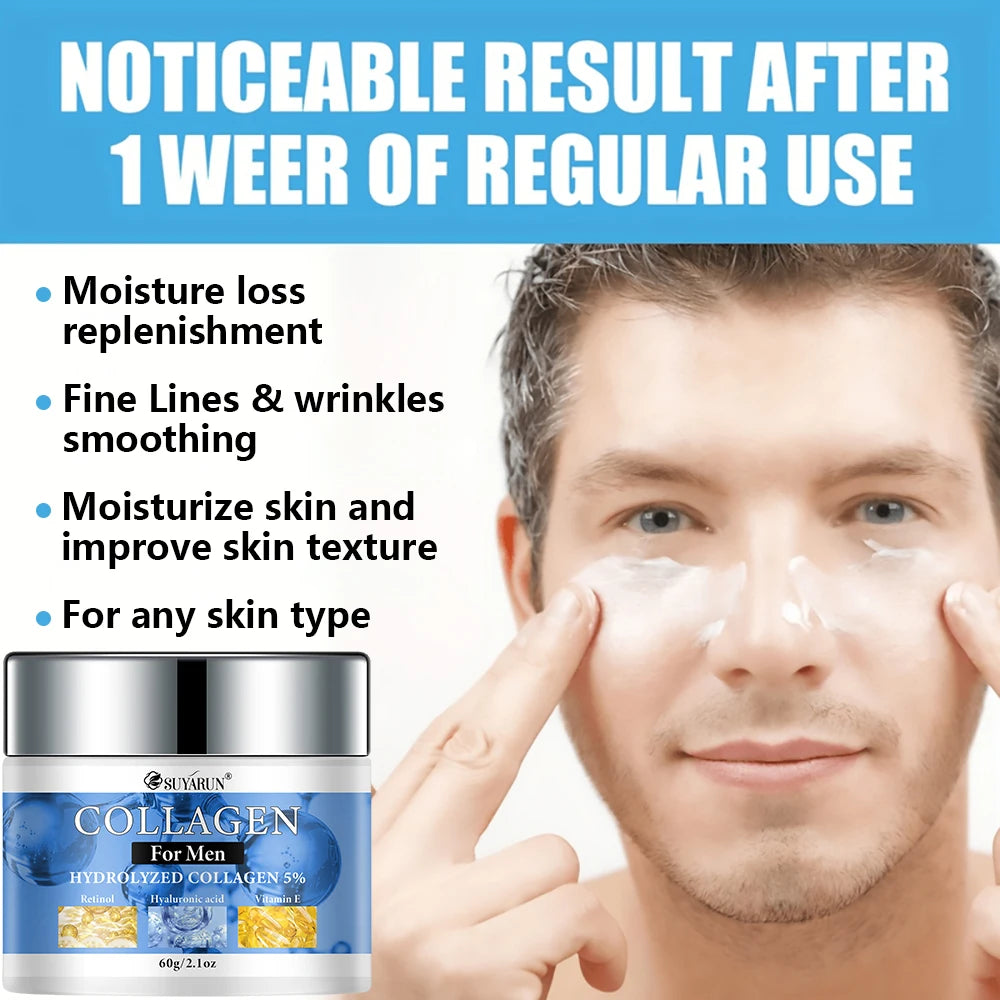 Crema Facial de Colágeno para Hombre SUYARUN – Hidratante, No Grasa y Certificada CPNP