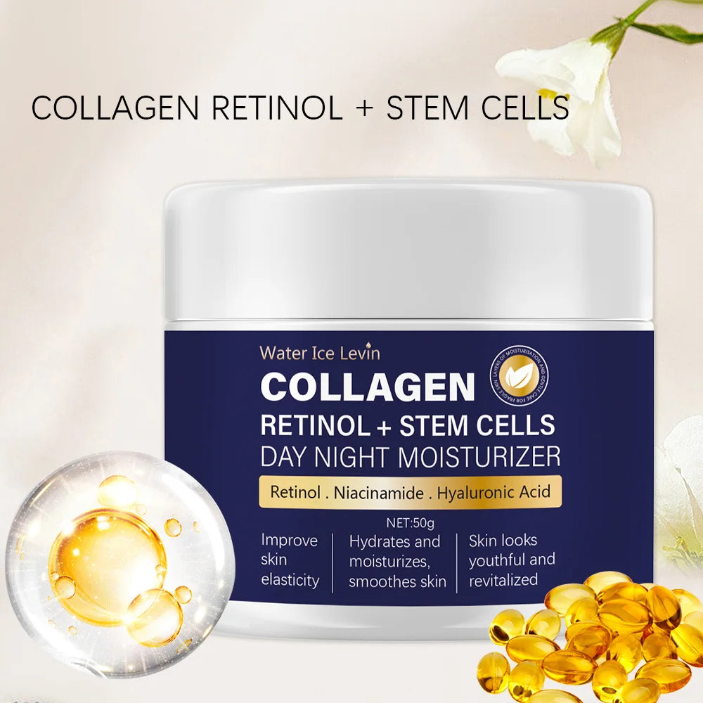 Crema Facial de Colágeno 50g con Retinol y Ácido Hialurónico – Antiedad Día y Noche
