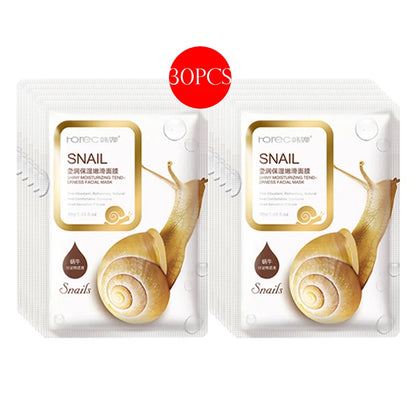 Set de 30 Máscaras Faciales de Baba de Caracol BIOAQUA – Hidratantes y Antiarrugas