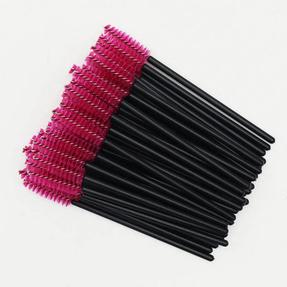 50-Pack Disposable Eyelash and Eyebrow Brushes with Crystal Handle (Makeup Spoolies)