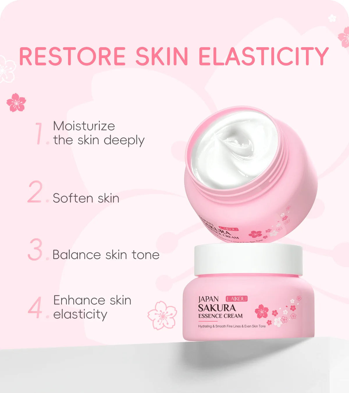 Crema Hidratante de Sakura LAIKOU Japan 60g – Aclarante, Nutritiva y Control de Grasa