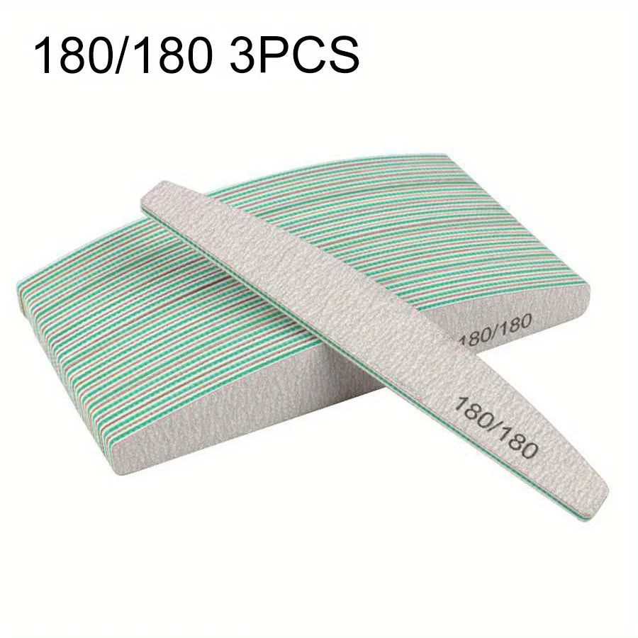 Lima Profesional de Uñas de Alta Durabilidad Grano 80/100/150/180/240 (Diseño Media Luna Grueso)