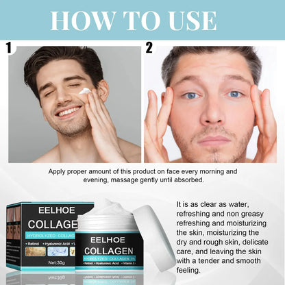 Crema Facial de Colágeno para Hombre – Antiedad, Reafirmante e Hidratante con Ácido Hialurónico