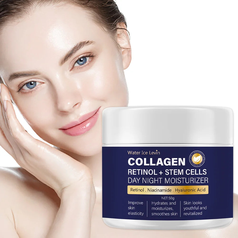 Crema Facial de Colágeno 50g con Retinol y Ácido Hialurónico – Antiedad Día y Noche