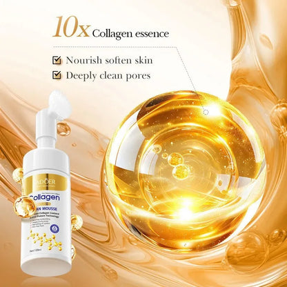 Espuma Limpiadora Facial de Colágeno SADOER – Limpieza Profunda, Reafirmante e Hidratante
