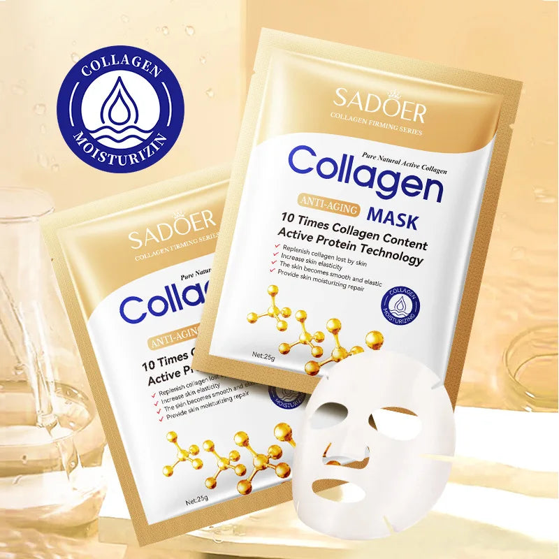 Set de 12 Máscaras Faciales de Colágeno Antiarrugas – Hidratantes, Reparadoras e Iluminadoras