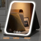 Espejo de maquillaje LED plegable con 3 tonos de luz
