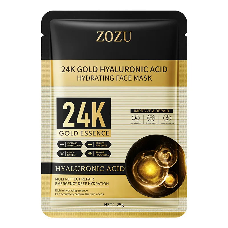 Máscara Facial de Oro 24K con Ácido Hialurónico – Reafirmante, Hidratante y Luminizadora