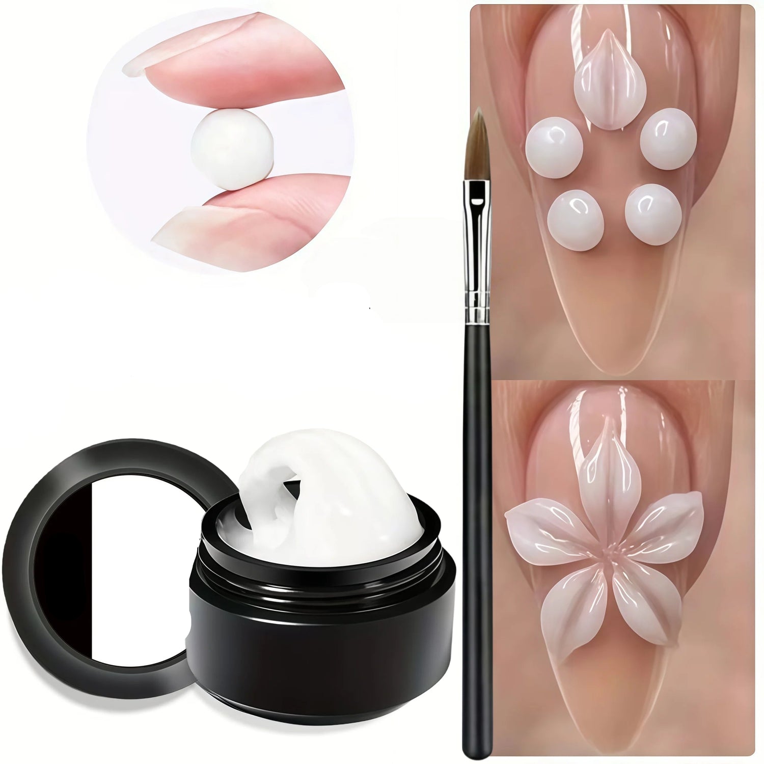 Gel de Uñas 3D Escultórico (Capa Dura No Pegajosa para Diseños en Relieve, Lazos y Nail Art)