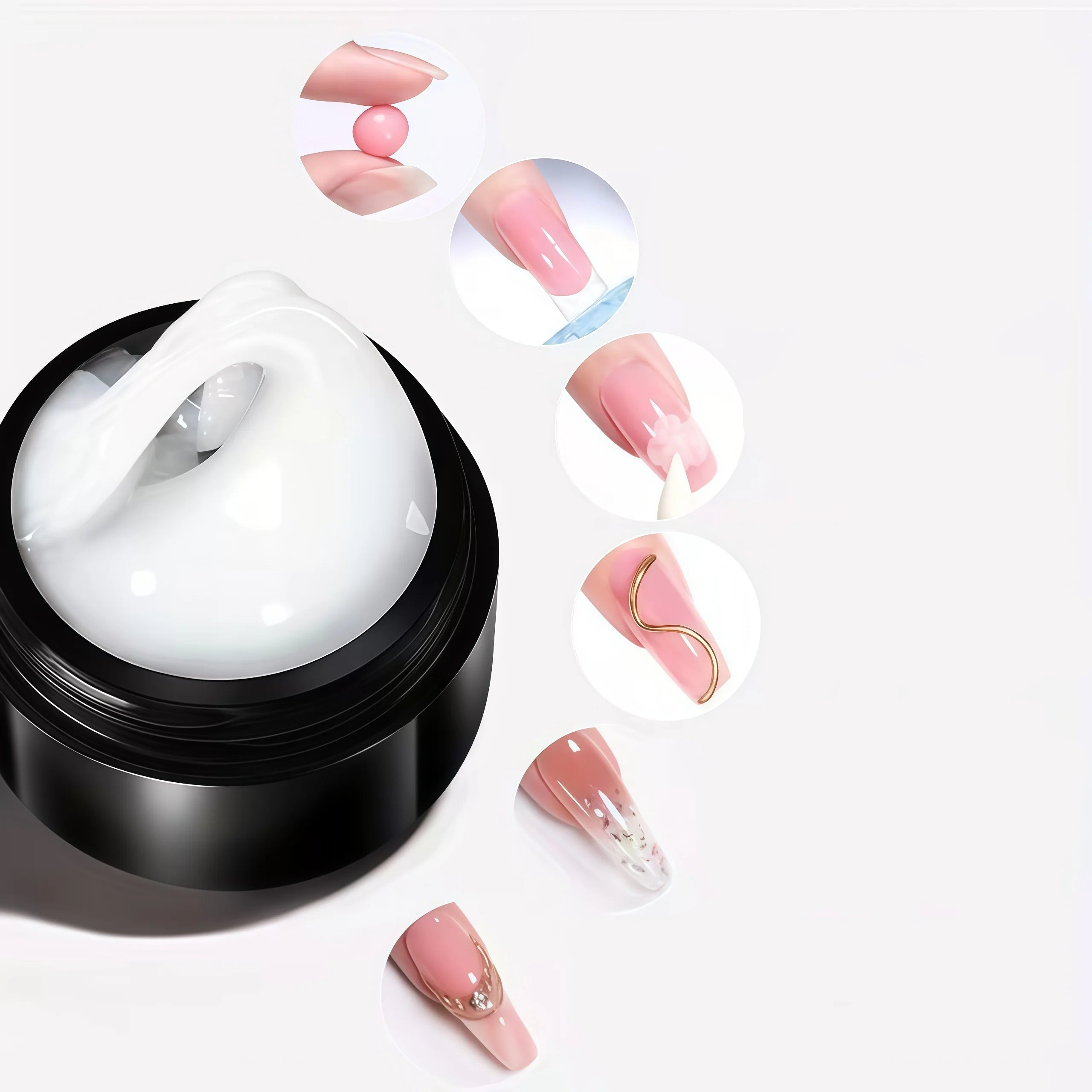 Gel de Uñas 3D Escultórico (Capa Dura No Pegajosa para Diseños en Relieve, Lazos y Nail Art)