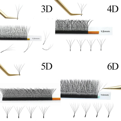 Extensiones de Pestañas en Forma de W NAGARAKU (Abanicos Premoldeados 3D, 4D, 5D, 6D de Crecimiento Automático y Alta Calidad)