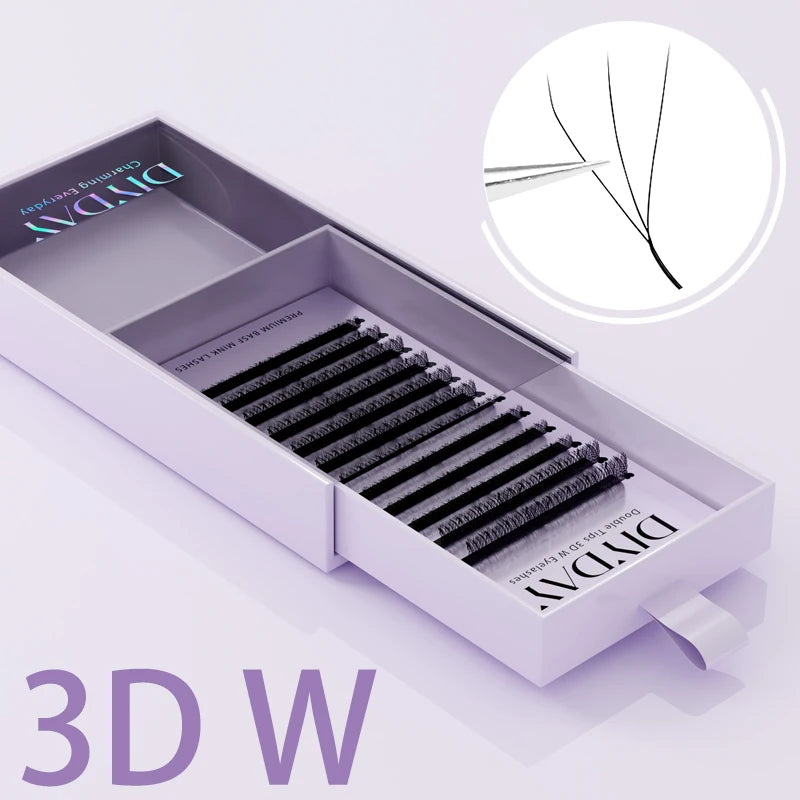 Extensiones de Pestañas en Forma de W DIYDAY (Efecto Volumen 3D, 4D, 5D, 6D, 7D, 8D, Ligeras y Naturales)