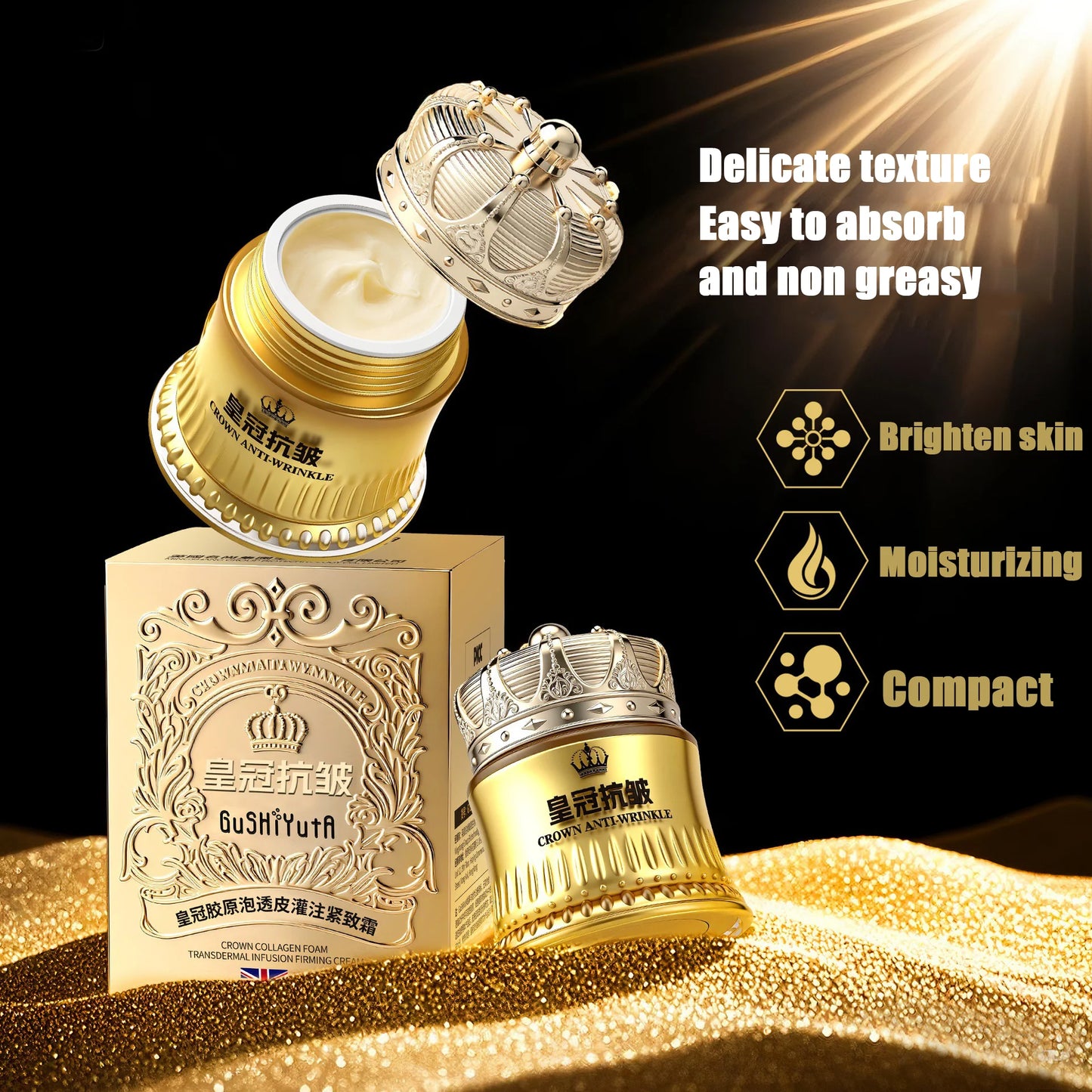 Crema de Colágeno Soluble con Corona 50g – Antiarrugas e Hidratante para Piel Seca