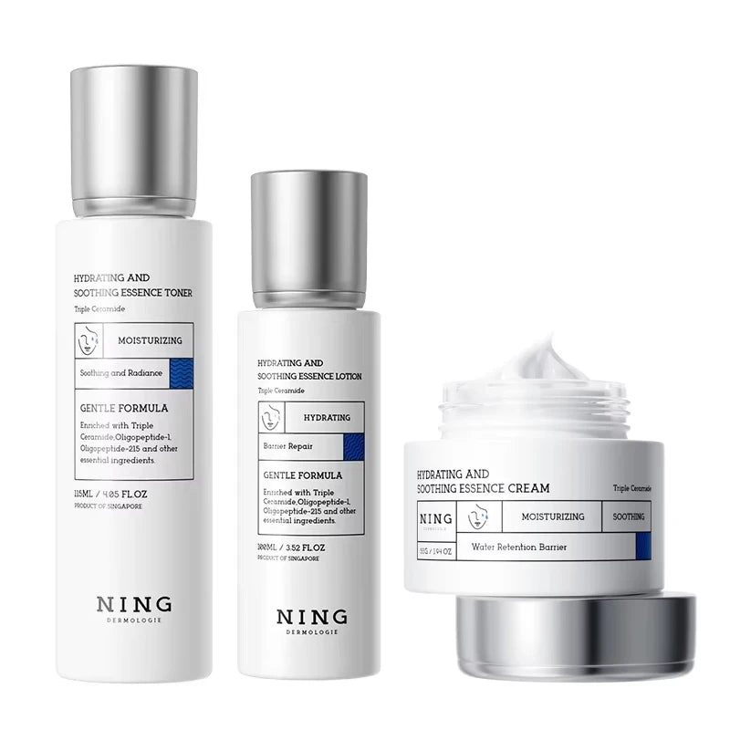 Set de Skincare Coreano Tónico + Loción + Crema – Ácido Hialurónico 8D y Cerámidas para Hidratación y Barrera Cutánea