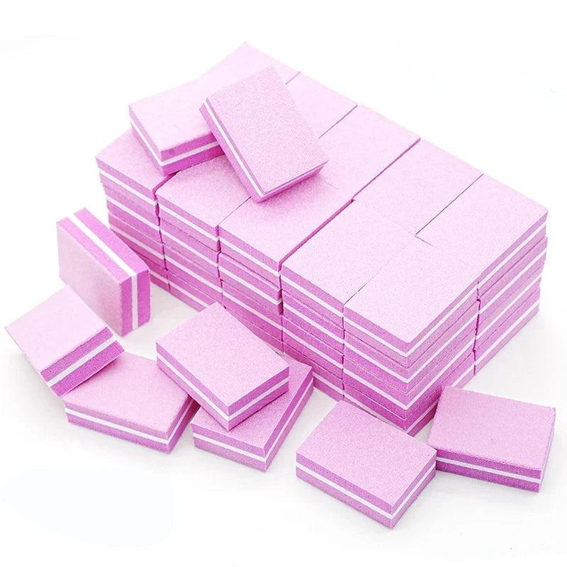 Pack de 50 Mini Limas y Bloques Pulidores Profesionales de Uñas Grano 100/180